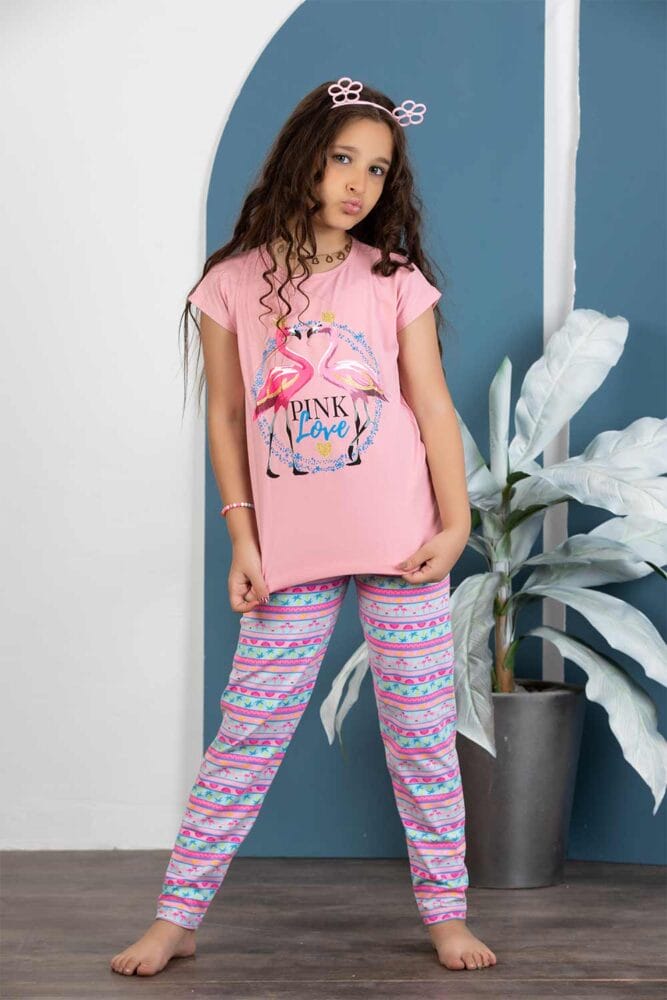 pajama for kids printed Flamingo Rose